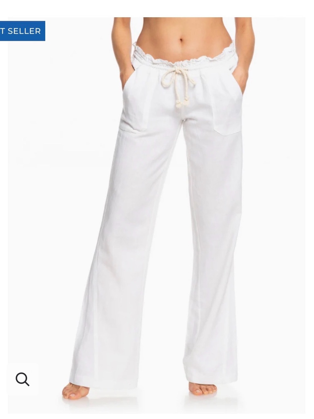Roxy NWOT White Linen-Blend Drawstring Pants